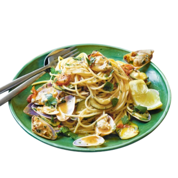 Garlic Clams and Spaghetti Fresh Pasta