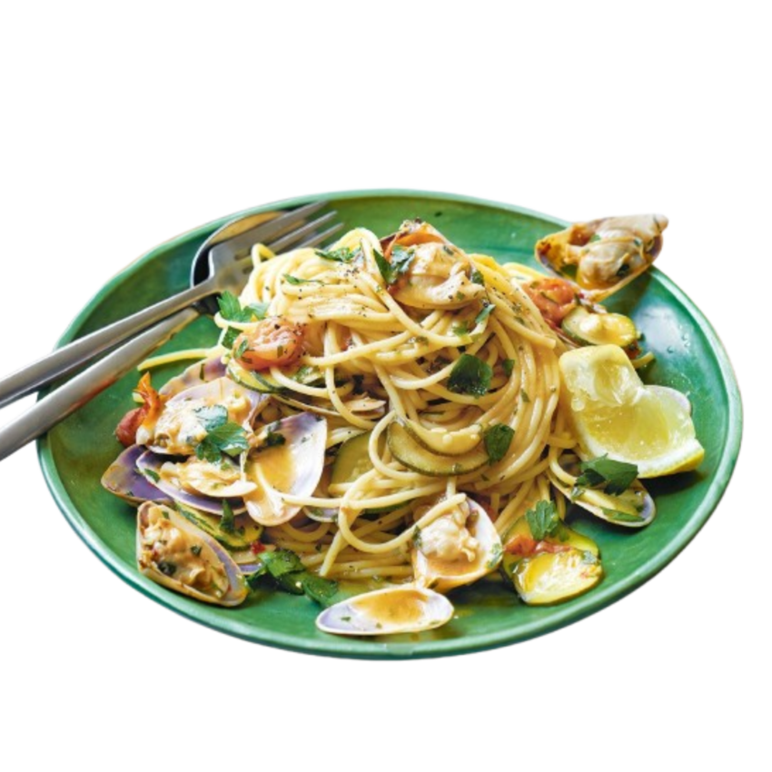 Garlic Clams and Spaghetti Fresh Pasta